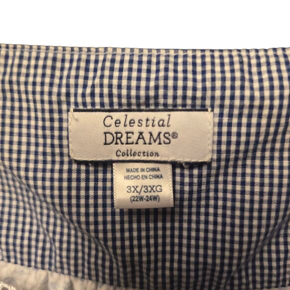Celestial Dreams blue micro floral and gingham sleeping gown size 3x - Picture 6 of 7